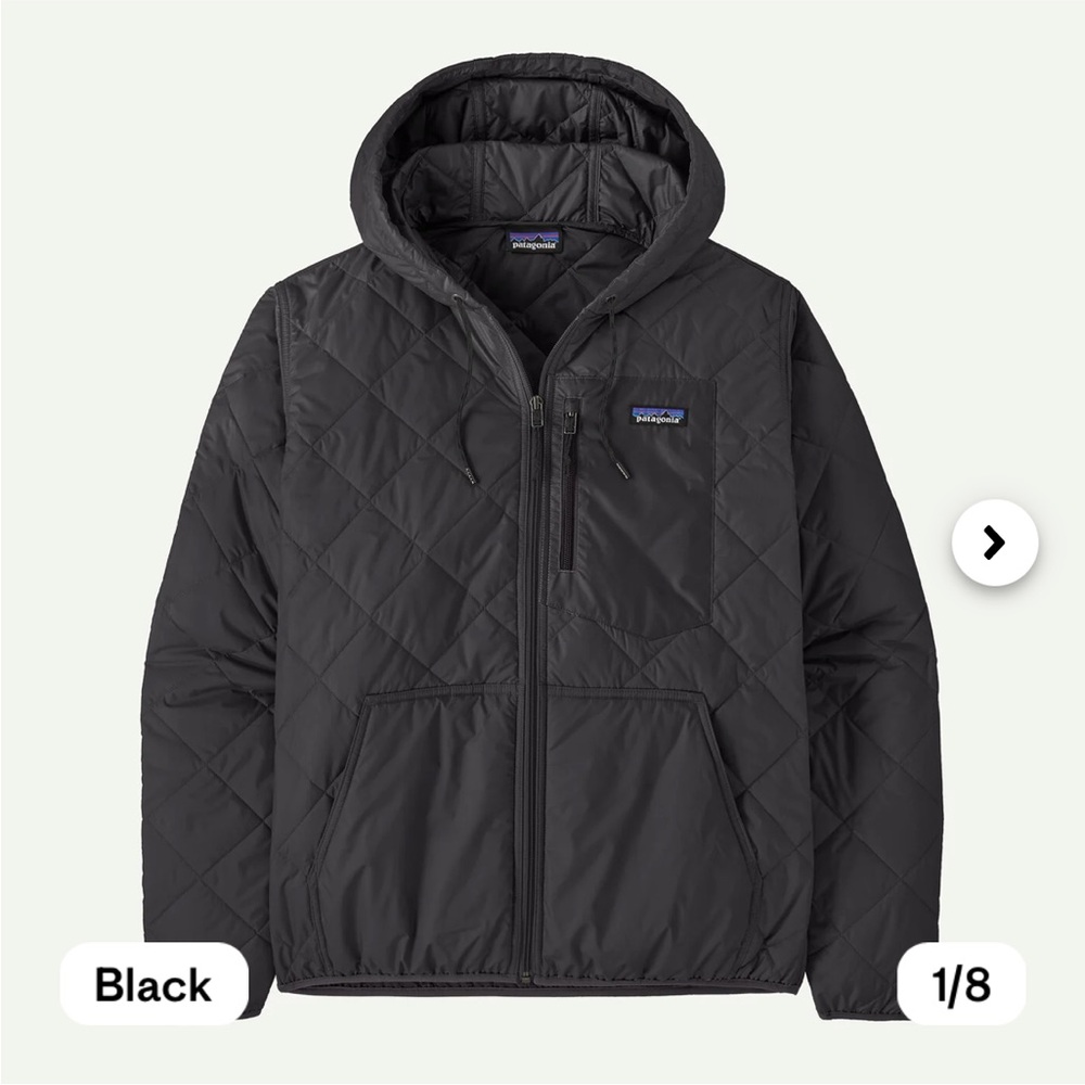 Patagonia Black Quilted Diamond Bomber Hoodie
